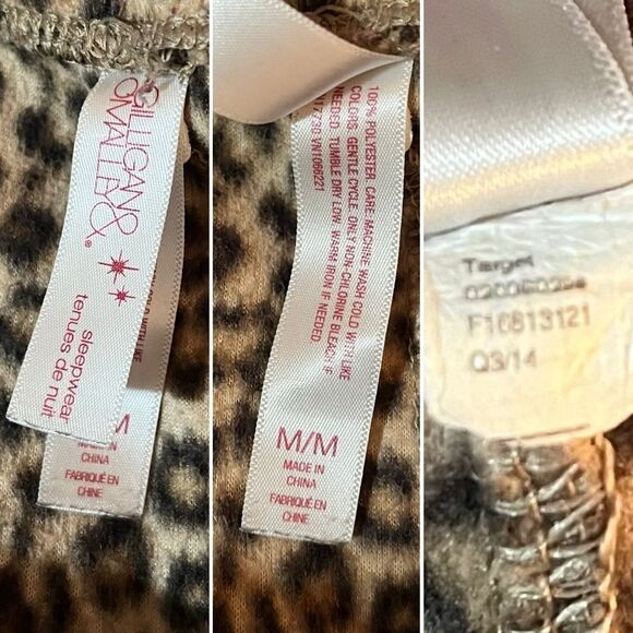 Gilligan & O'Malley Leopard Print Pull On Fleece Pajama Pants Brown Tan M - Picture 9 of 10